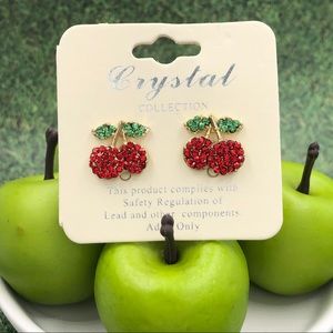 🌼 Cherry Rhinestone Pave Stud Earrings